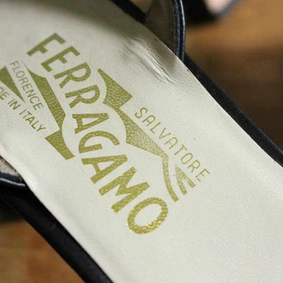 Salvatore Ferragamo Leather Strappy Kitten Heels Sz 8.5 - Picture 5 of 7